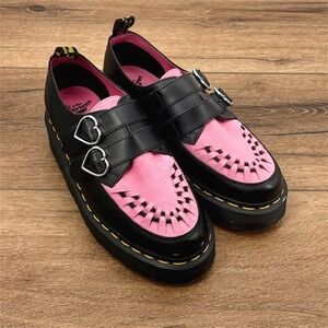 Dr. Martens x Lazy Oaf Women's Size‎ 9 Pink Suede Buckle Creeper Platform Shoes